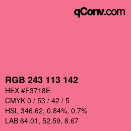 Color code: RGB 243 113 142 | qconv.com