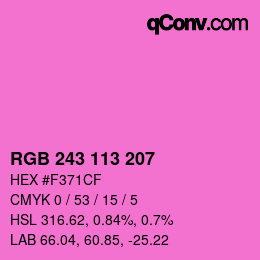 Color code: RGB 243 113 207 | qconv.com