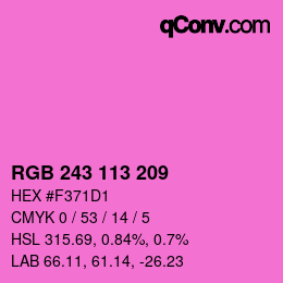 Color code: RGB 243 113 209 | qconv.com