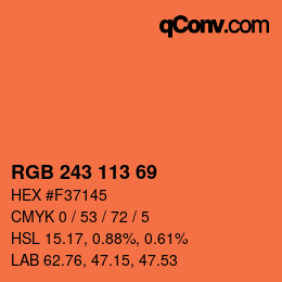 Color code: RGB 243 113 69 | qconv.com
