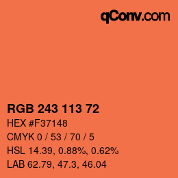 Color code: RGB 243 113 72 | qconv.com