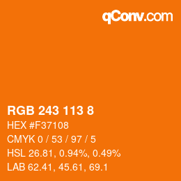 Color code: RGB 243 113 8 | qconv.com