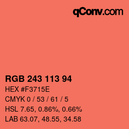 Color code: RGB 243 113 94 | qconv.com