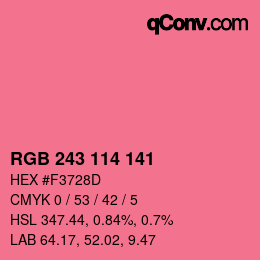 Color code: RGB 243 114 141 | qconv.com