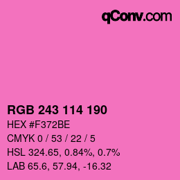 颜色代码: RGB 243 114 190 | qconv.com