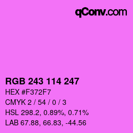 Color code: RGB 243 114 247 | qconv.com
