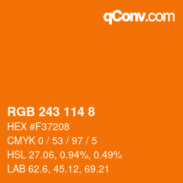 Color code: RGB 243 114 8 | qconv.com