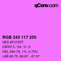 Color code: RGB 243 117 255 | qconv.com