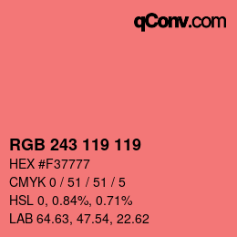 Color code: RGB 243 119 119 | qconv.com