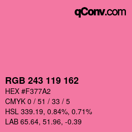 Color code: RGB 243 119 162 | qconv.com