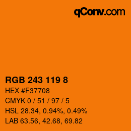 Color code: RGB 243 119 8 | qconv.com