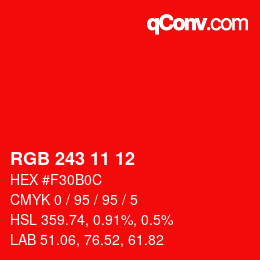 Color code: RGB 243 11 12 | qconv.com