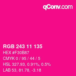Color code: RGB 243 11 135 | qconv.com