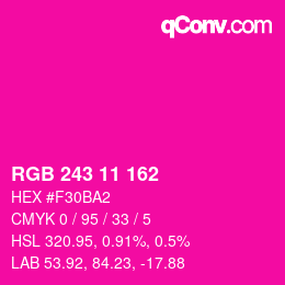 Color code: RGB 243 11 162 | qconv.com