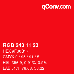 Color code: RGB 243 11 23 | qconv.com