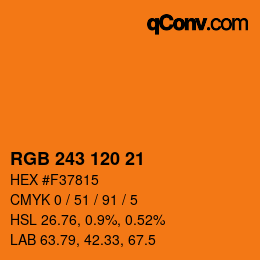 カラーコード: RGB 243 120 21 | qconv.com