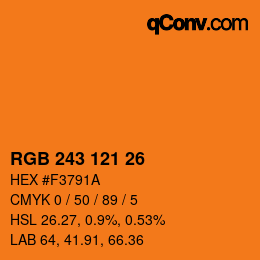 Color code: RGB 243 121 26 | qconv.com