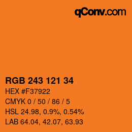 カラーコード: RGB 243 121 34 | qconv.com