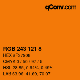 Color code: RGB 243 121 8 | qconv.com
