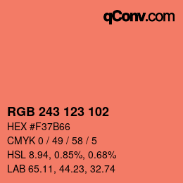 カラーコード: RGB 243 123 102 | qconv.com