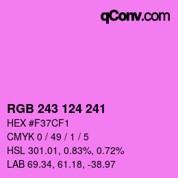 Color code: RGB 243 124 241 | qconv.com