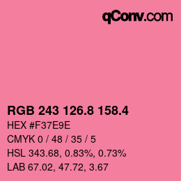 カラーコード: RGB 243 126.8 158.4 | qconv.com