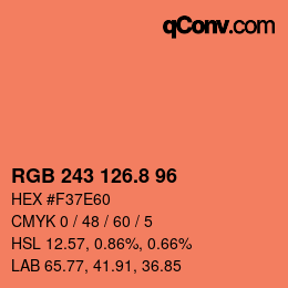 カラーコード: RGB 243 126.8 96 | qconv.com