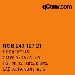 Color code: RGB 243 127 21 | qconv.com