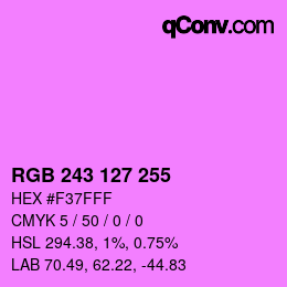 Color code: RGB 243 127 255 | qconv.com