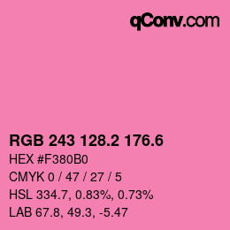 カラーコード: RGB 243 128.2 176.6 | qconv.com