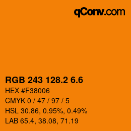 カラーコード: RGB 243 128.2 6.6 | qconv.com