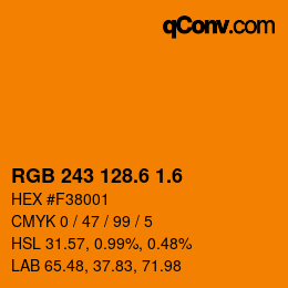 カラーコード: RGB 243 128.6 1.6 | qconv.com