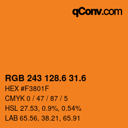 カラーコード: RGB 243 128.6 31.6 | qconv.com