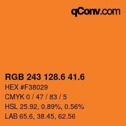 カラーコード: RGB 243 128.6 41.6 | qconv.com