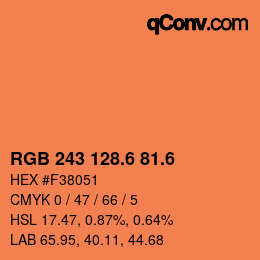 カラーコード: RGB 243 128.6 81.6 | qconv.com