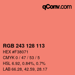 Color code: RGB 243 128 113 | qconv.com