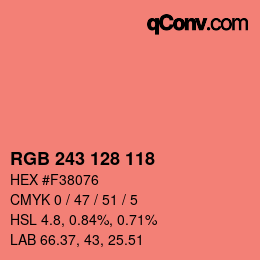 Color code: RGB 243 128 118 | qconv.com