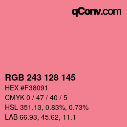 Color code: RGB 243 128 145 | qconv.com