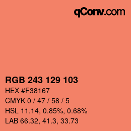Color code: RGB 243 129 103 | qconv.com