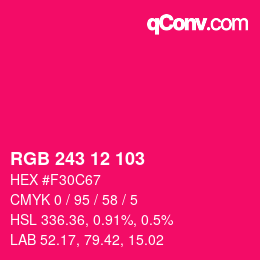 Color code: RGB 243 12 103 | qconv.com