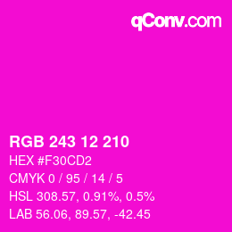 Color code: RGB 243 12 210 | qconv.com