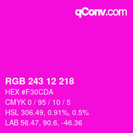 Color code: RGB 243 12 218 | qconv.com