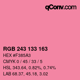 Color code: RGB 243 133 163 | qconv.com