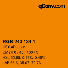 Color code: RGB 243 134 1 | qconv.com