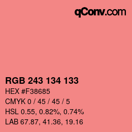 Color code: RGB 243 134 133 | qconv.com