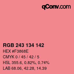 Color code: RGB 243 134 142 | qconv.com