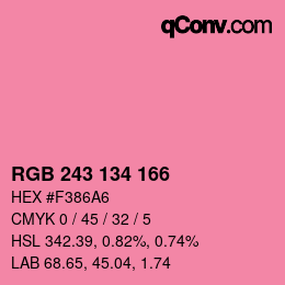 Color code: RGB 243 134 166 | qconv.com