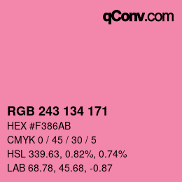Color code: RGB 243 134 171 | qconv.com