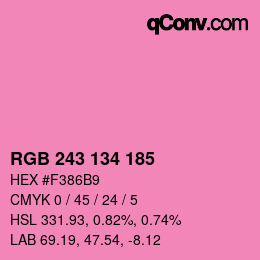 Color code: RGB 243 134 185 | qconv.com