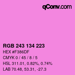 Color code: RGB 243 134 223 | qconv.com